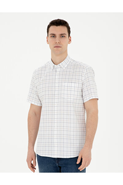 Pierre Cardin Lacivert Regular Fit Kısa Kollu Gömlek 50288739-VR033