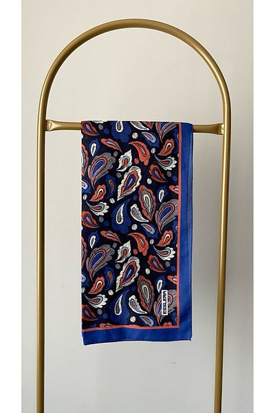 ESSLERA Μαλακό μαντίλι με σχέδιο Navy Blue βαμβακερό