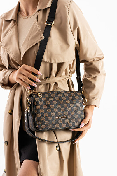 mıchael polo Kadın 4 Bölmeli İç Fermuarlı El Omuz Kol Çantası Baskılı Michael...