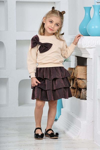 relax kids Glittery Bow Skirt and Ruffle Detailed Set