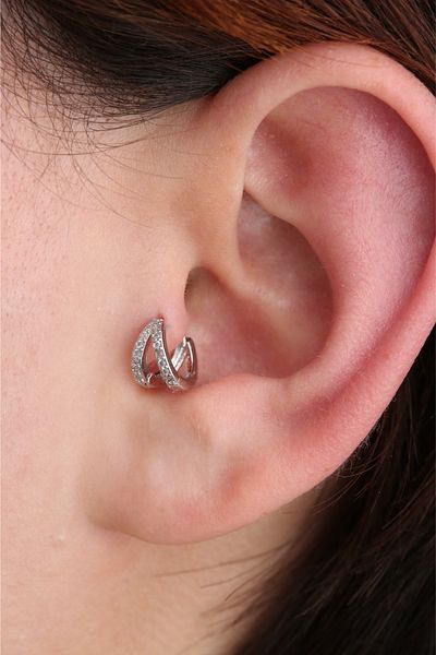 VLM AKSESUAR Ring with Stone Tragus Helix Surgical Steel Piercing (6mm)