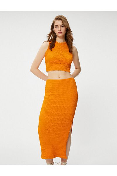 Koton Şahika Ercümen - Slit Detailed Midi Skirt