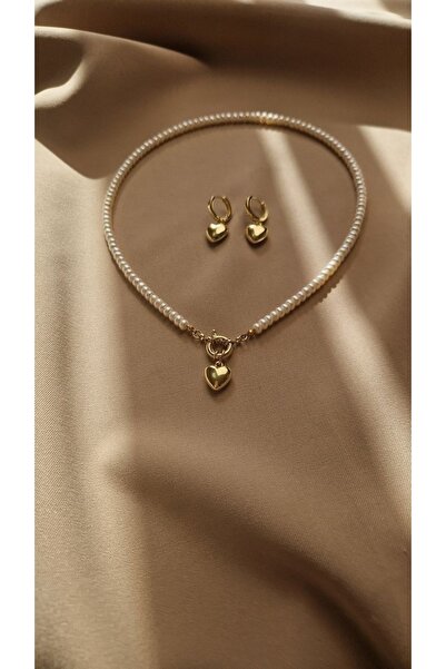 babel Gerçek İnci Kolye Küpe Seti En Üst Kalite