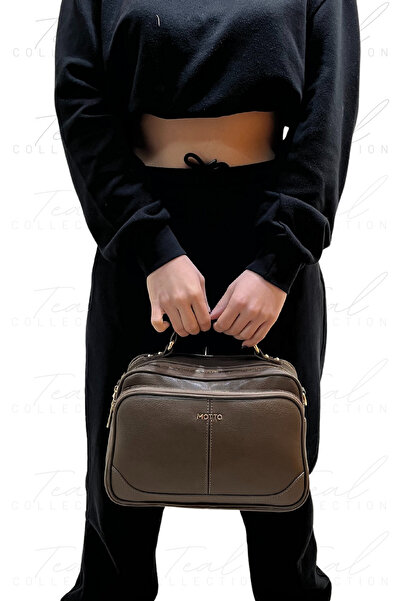 Teal Collection حقيبة يد وكتف متعددة الأقسام مع مقبض بحزام متقاطع