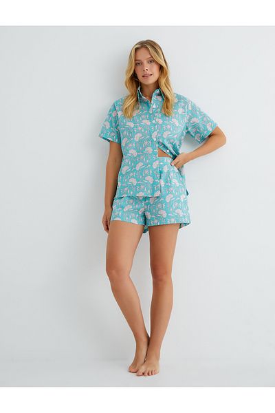 Koton Pantaloni De Pijama De Viscoza Pantaloni Scurt Bumbac Talie Inalta Cu Buzunare