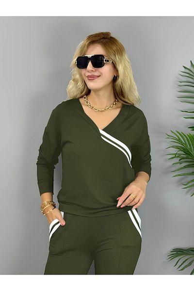 JANES Women's Long Sleeve Rib Detailed Two Thread Combed Cotton Double Suit