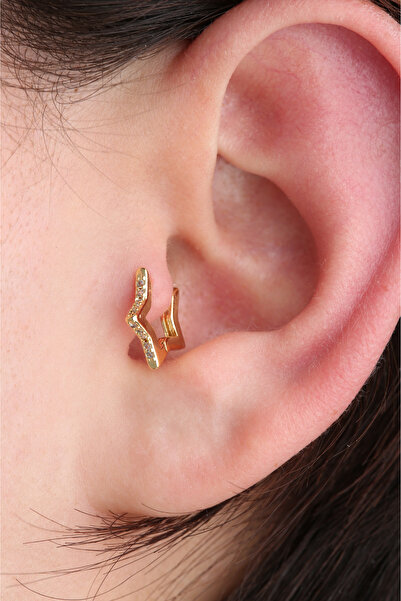 VLM AKSESUAR Yıldız Taşlı Halka Tragus Helix Cerrahi Çelik Piercing (6mm)