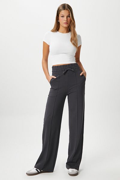 Ritnice Pantaloni de trening antracit cu talie decorativă din cauciuc