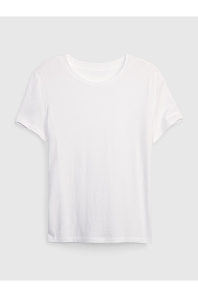 GAP Kadın Beyaz %100 Pamuk Vintage Bisiklet Yaka T-Shirt