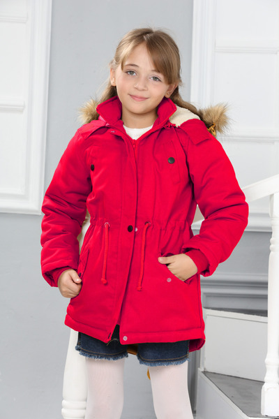 Jannock Kız Çocuk Su ve Rüzgar Geçirmez Kürk Astarlı Çıkarılabilir Kapüşonlu Mont Kaban
