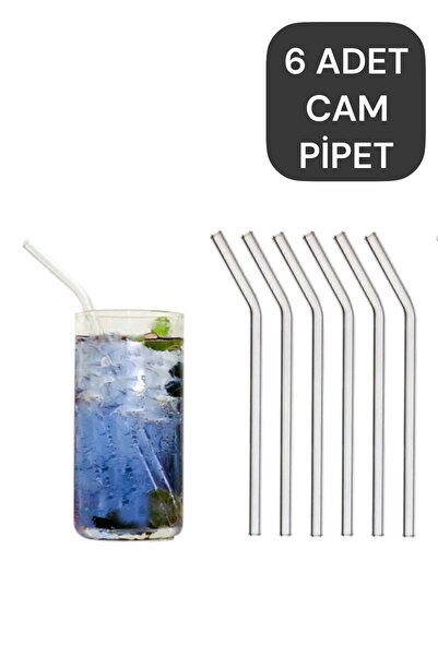 CocoVia (6 Pieces) Clear Glass Straw - Inclined Glass Straw