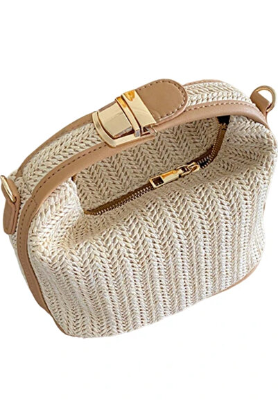 Obay حقيبة لوفوسكي من القش المنسوج يدويًا - أصفر