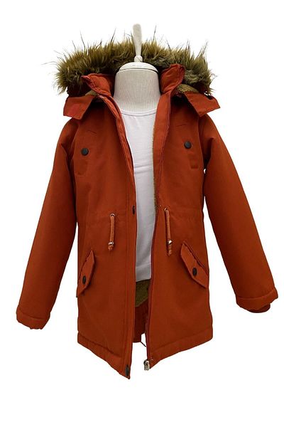 Asortik Kids Unisex Kinder Wintermantel mit Kapuze und Canvas-Stoff, Kordelzug über dem Knie