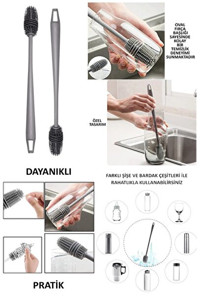 CocoVia 360 Derece Döner Fonksiyonlu Uzun Silikon Saplı Biberon Temizleme Fır...