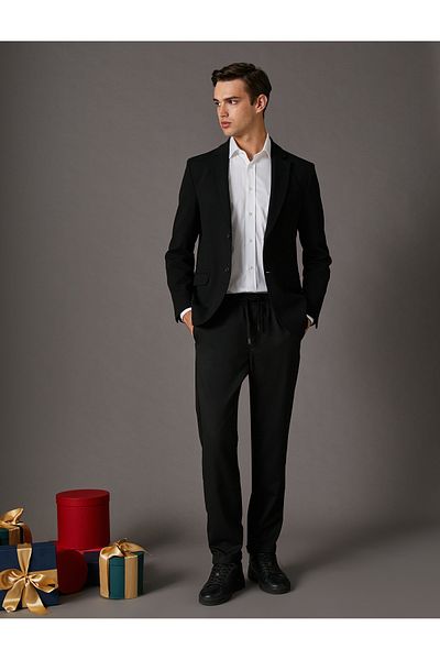 Koton Stoffhose, schmale Passform, Spitze, Taille, Tasche, detailliert, knöchellang