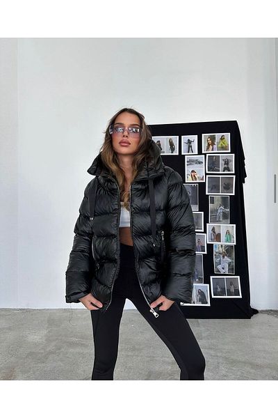 VOLT CLOTHİNG Hooded Zipper Detail Puffer Coat