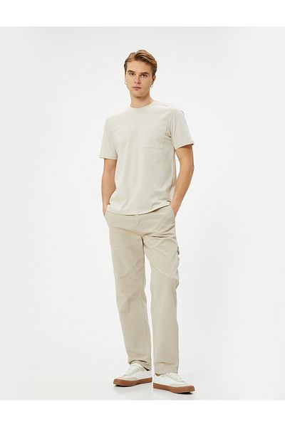 Koton Cotton Basic T-Shirt - Pocket Detail, Crew Neck, Short Sleeve