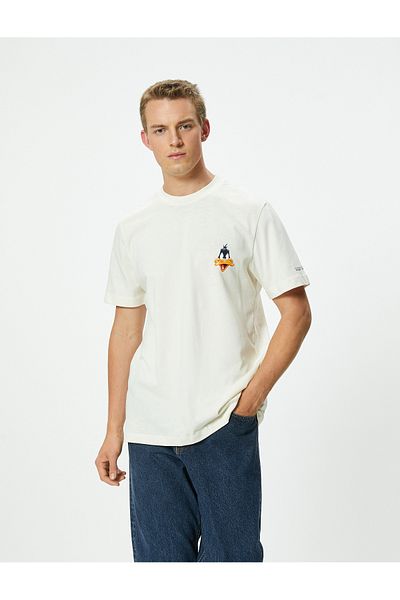 Koton Daffy Duck Licensed Cotton Short Sleeve T-Shirt - Crew Neck