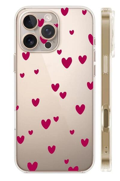 3GEN CASE İphone 16 Pro Max Uyumlu Minik Kalpler Desenli Şeffaf Silikon Kılıf...
