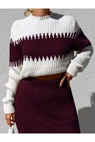 Esinty Trend Esinty Fusta cu buzunar Pulover Tricotaj Set din două piese (culoare)