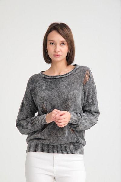 Su Moda Women's Knitwear Sweater - Ripped, Sausage Collar, Long Sleeve, Sports