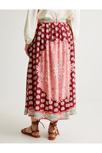 Koton Ethnic Patterned Viscose Fabric - X Melis Ağazat Long Bell Skirt