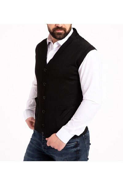 YHE STORE Men's V-Neck Winter Knitwear Dad Vest