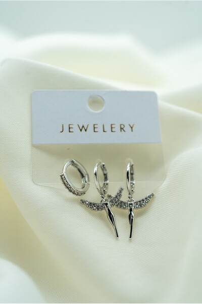 Perry Accesories üçlü zirkon küpe seti kadın küpe çoklu kombin küpe kararmaz