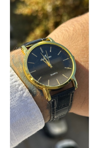 Show Time Leather Men's Wristwatch