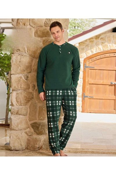 Pijamoni Ανδρικό σετ πιτζάμες με κουμπιά χειμερινό φλις 6100/2 - 1 τεμάχιο