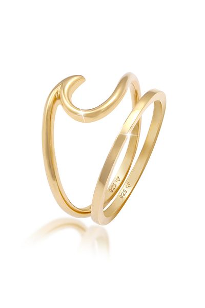 ELLI Ring Ladies Set Wave Basic Maritime In 925 Sterling Silver