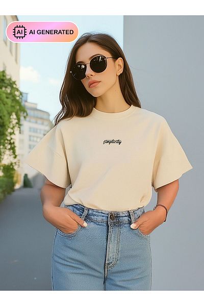 Benin Tricou de damă cu imprimeu supradimensionat - Ecru - Benin