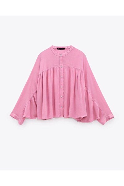 Marka Butikmayamoda Pembe Kelebek Tasarim Gomlek