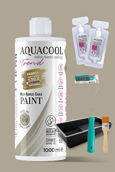 Aquacool Trend Akrilik Hobi Boyama Seti 1000 ml, 2 Adet Katalizör, Kadife Rul...