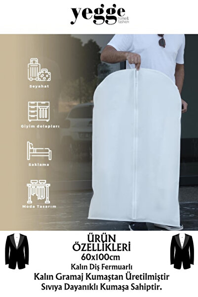 YEGGE 10 Adet Takım Elbise Kılıfı, Kıyafet, Elbise Koruma Taşıma Kılıfı, Beyaz Gamboç , Elbise Hurcu