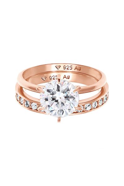 ELLI Eternity Kristalle - 925 Silber Ring Set