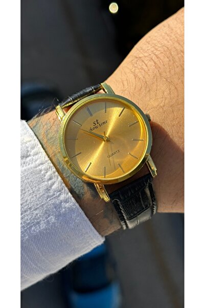 Show Time Leather Men's Wristwatch