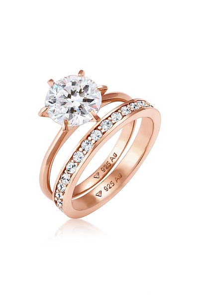 ELLI Eternity Kristalle - 925 Silber Ring Set