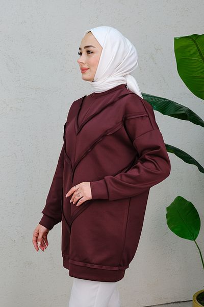 LOCCO Claret Red Tunic - Women'S, V Detail on the Front