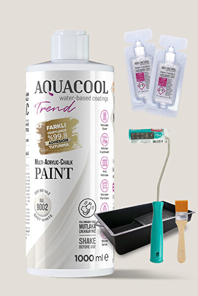 Aquacool Trend Akrilik Hobi Boyama Seti 1000 ml, 2 Adet Katalizör, Kadife Rul...