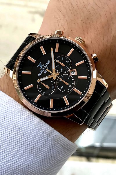 Daniel Klein 2 Years Warranty 100% Original Black Color Men's Wrist Watch with Bracelet Gift
