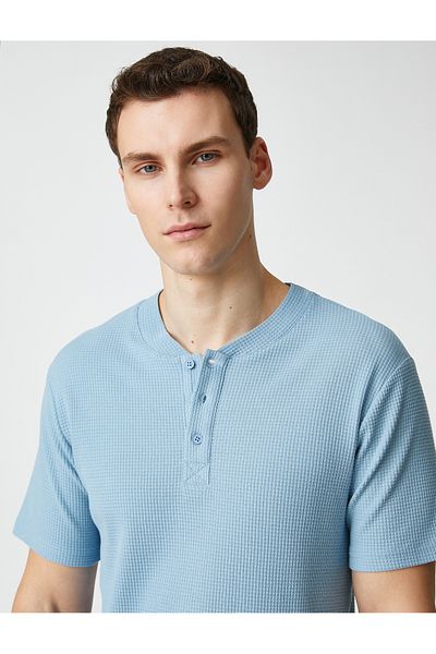 Koton Μπλουζάκι Basic, Γιακάς, Κουμπωτό, Slim Fit, Κοντομάνικο