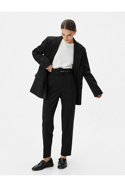 Koton Stoffhose mit hoher Taille und Gürteltasche