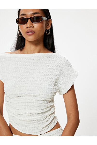 Koton Bluză cu un singur umăr cu croială asimetrică - mânecă capac texturată