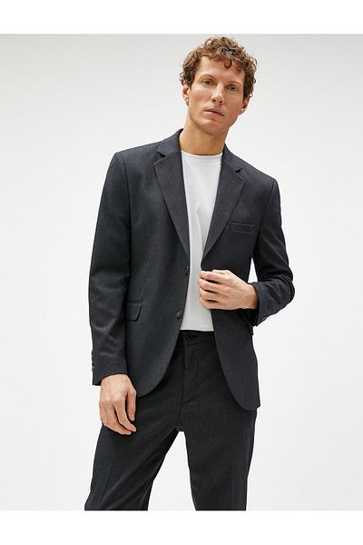 Koton Blazer Jacket Pocket Λεπτομερής λεπτή εφαρμογή με κουμπιά