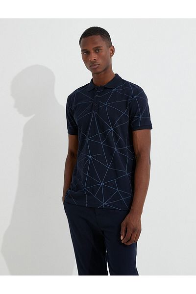 Koton Geometric Patterned Polo Neck T-Shirt