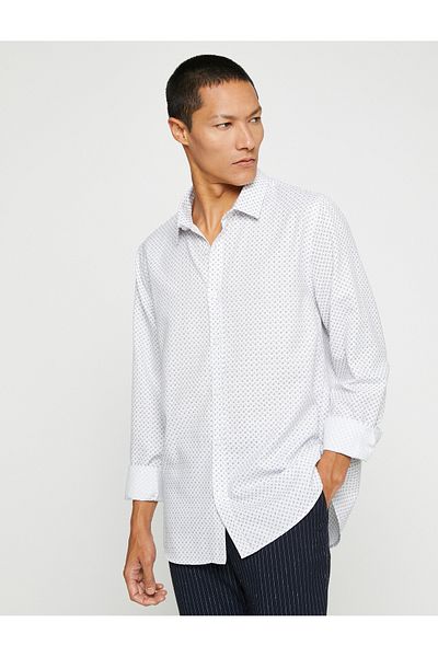Koton Αθλητικό πουκάμισο Slim Fit Κλασικό γιακά με μακρυμάνικο μη σιδερένιο