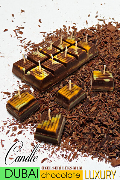 FANTASTİK SANAT ATÖLYESİ Tam Baton 10 Fitilli Dubai Çikolatası Mumu - İsteğe ...