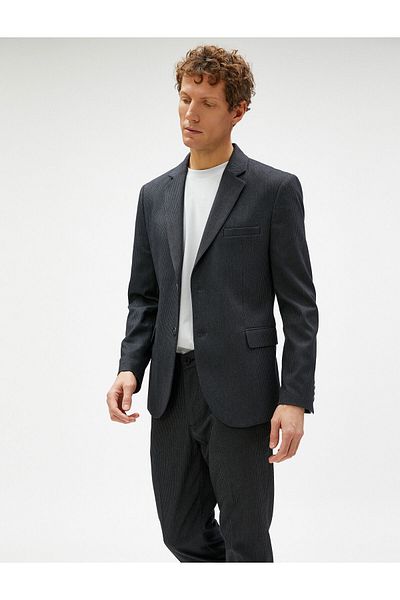 Koton Blazer Jacket Pocket Λεπτομερής λεπτή εφαρμογή με κουμπιά