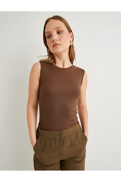 Koton Corded Crop Tank Top - Halter Neck